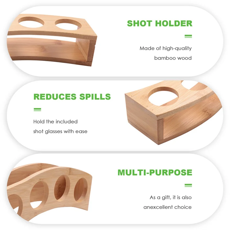 Set di supporti per bicchieri da shot 3X Set di bicchieri da shot da 1 Oz/30 ml Portabicchiere da shot in bambù, set di bicchieri da shot a 6 fori, perfetto per feste, Bar-ABQU