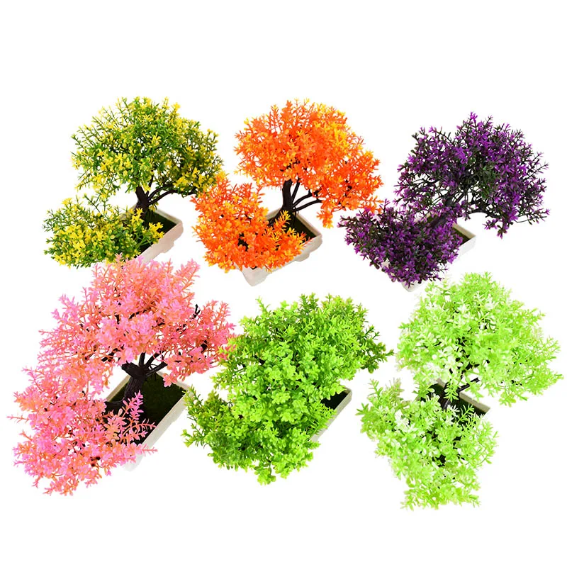

Artificial Plastic Small Bonsai Fake Plant Flowers Potted Ornaments Festival Arrangement Room Home Table Decoration Accessories