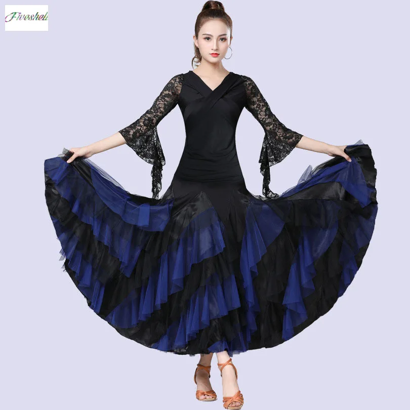 Women\'s skirt Women Dancing Costume Flamenco Waltz Ballroom Dance Skirt  Layered Big Swing Spanish Skirts