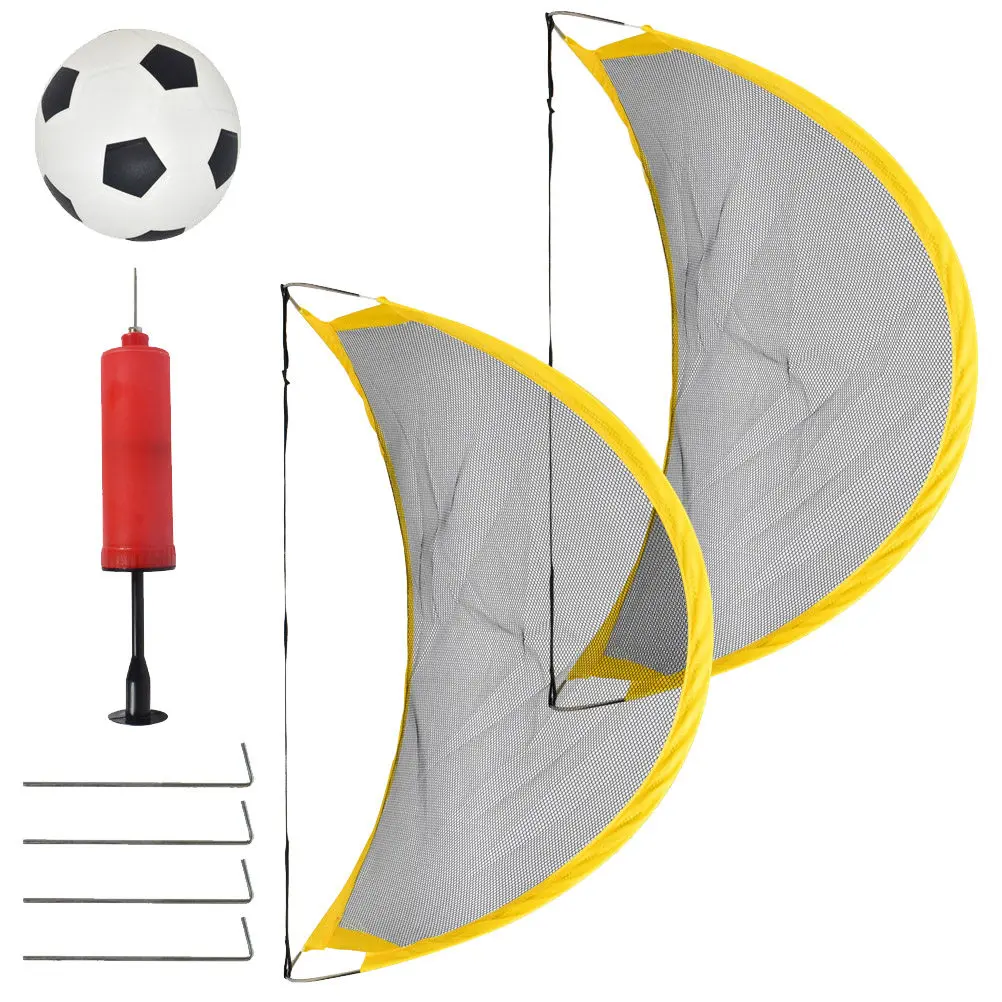 2Pcs Soccer Goal Net Mini Kids Outdoor Training Game Set 68Cm Includes Football Inflator Iron Nail Football Training Door Soccer