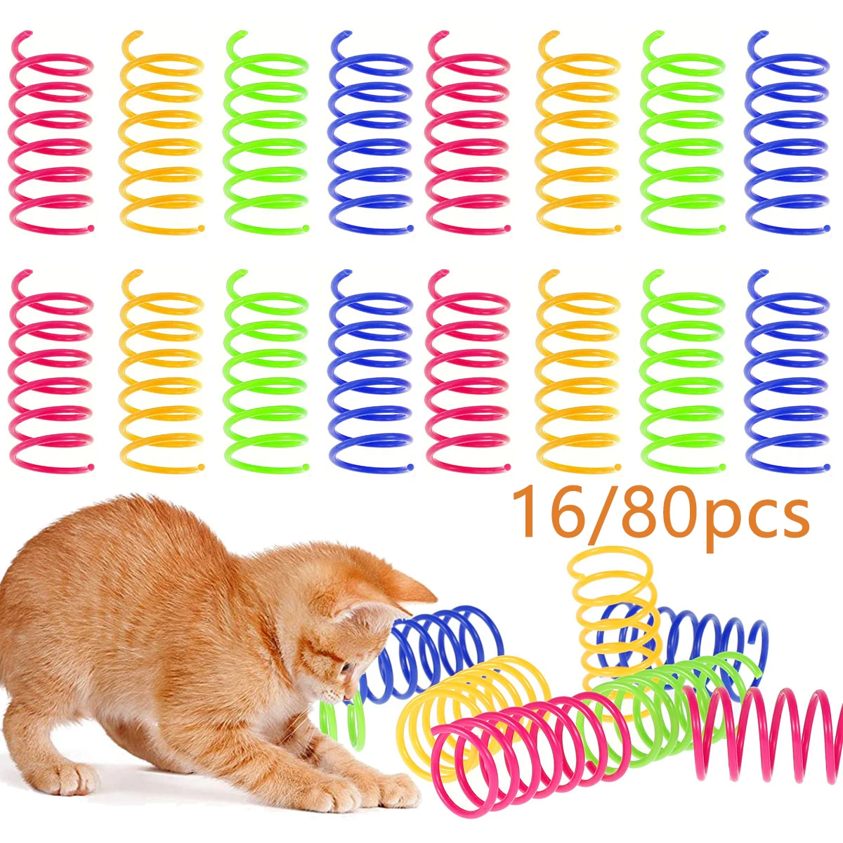 Pet Toys Colorful Cat Coil Toy Durable Plastic Spiral Spring Cat Toy Interactive Toy Creative Activity for Cats Hunting Exercise