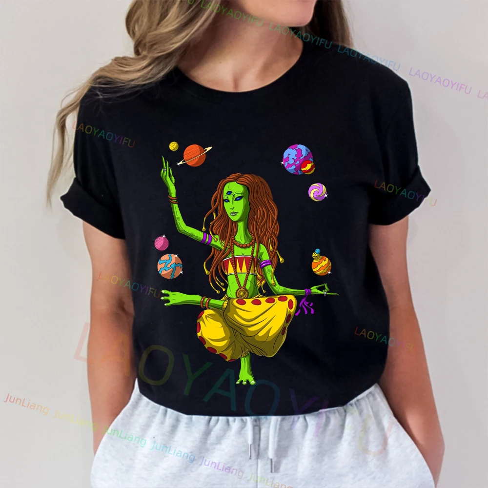 Aliens Cartoon Short Sleeve Women's T-shirts Loose Casual Streetwear Summer Y2k New in Tops & Tees 100% Cotton Men T-shirt Tee