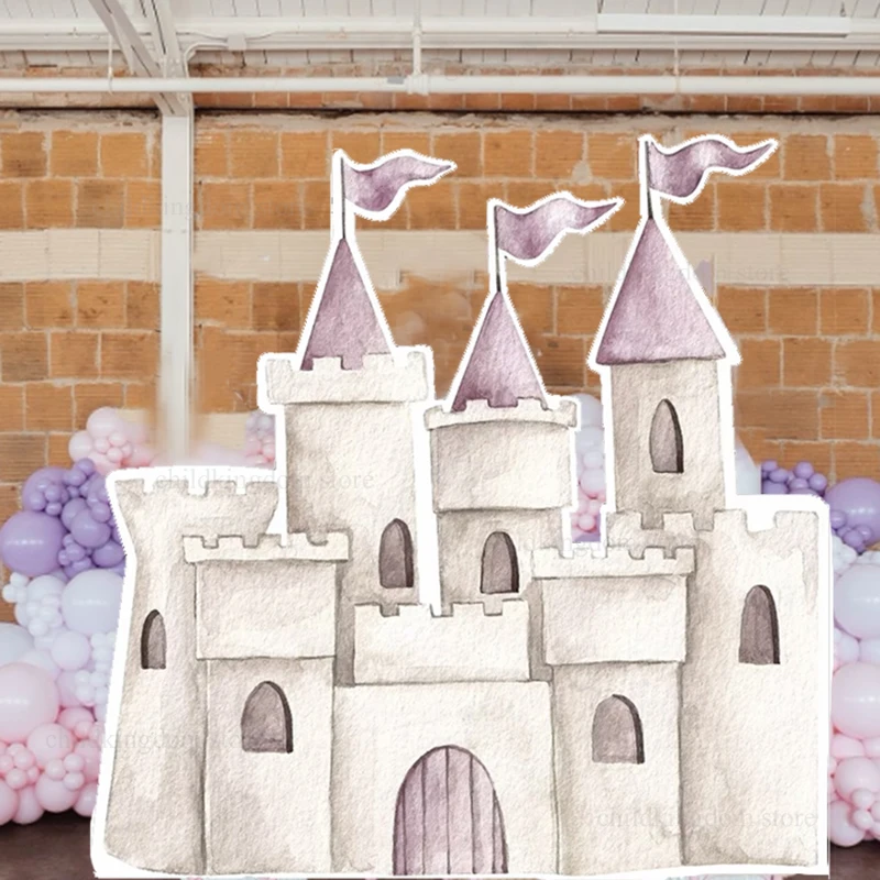 Princesse anniversaire château découpes carton rose bleu château carrousel cygne KT conseil carnaval cirque fête d'anniversaire toile de fond décor