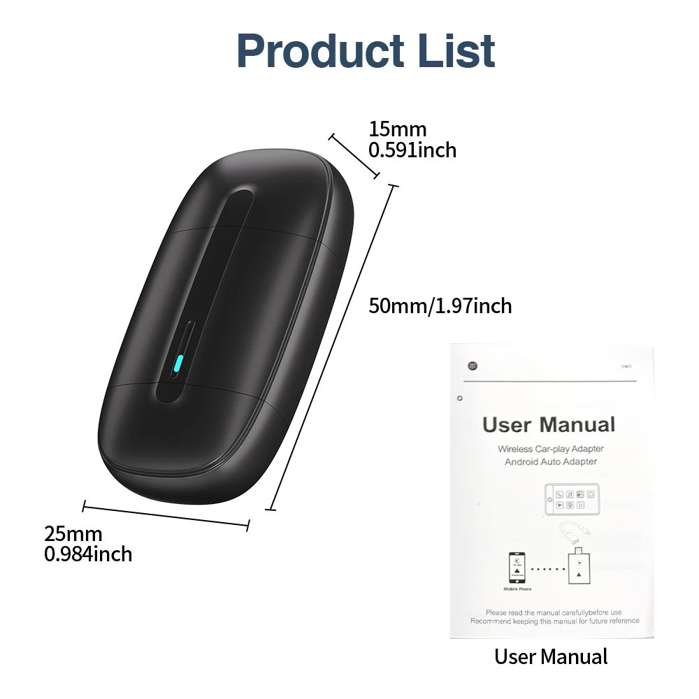Dongle CarPlay inalámbrico 2 en 1 con cable a Android Auto inalámbrico tipo C USB Plug and Play para Radio de coche Original con CarPlay con cable