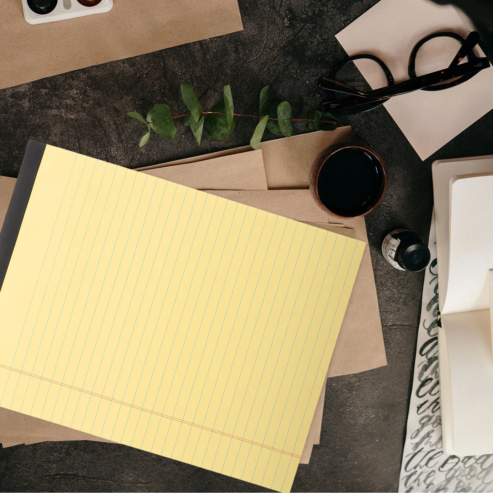6Pcs Yellow A4 Notepad Lined Pages Sectioned Layout for Notes Journaling Work School Business Meeting Todo List