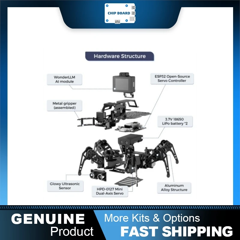 Hiwonder miniHexa Pro ESP32 AI Hexapod Robot with Vision Arm Control Python Programming Kit