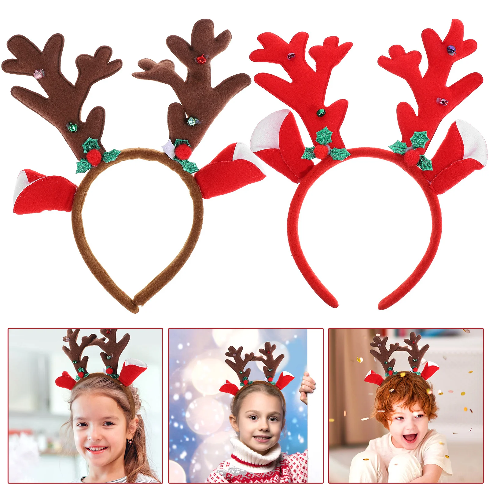 

Alipis 2pcs Christmas Antler Headband Reindeer Horn Hair Hoop Xmas Party Costume Accessory Non Woven Fabric for Holiday Event