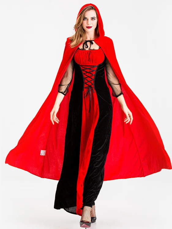 

Halloween Costume Long Dress Women's Party Masquerade Little Red Riding Hood Performance Clothes Cosplay Trendy Women's Wear