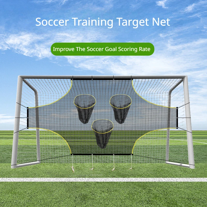 Destacável Soccer Goal Training Net, Futebol Alvo Net, 3 Buracos, Tiro Futebol, Equipamento de Prática para Crianças e Adultos, 1Pc