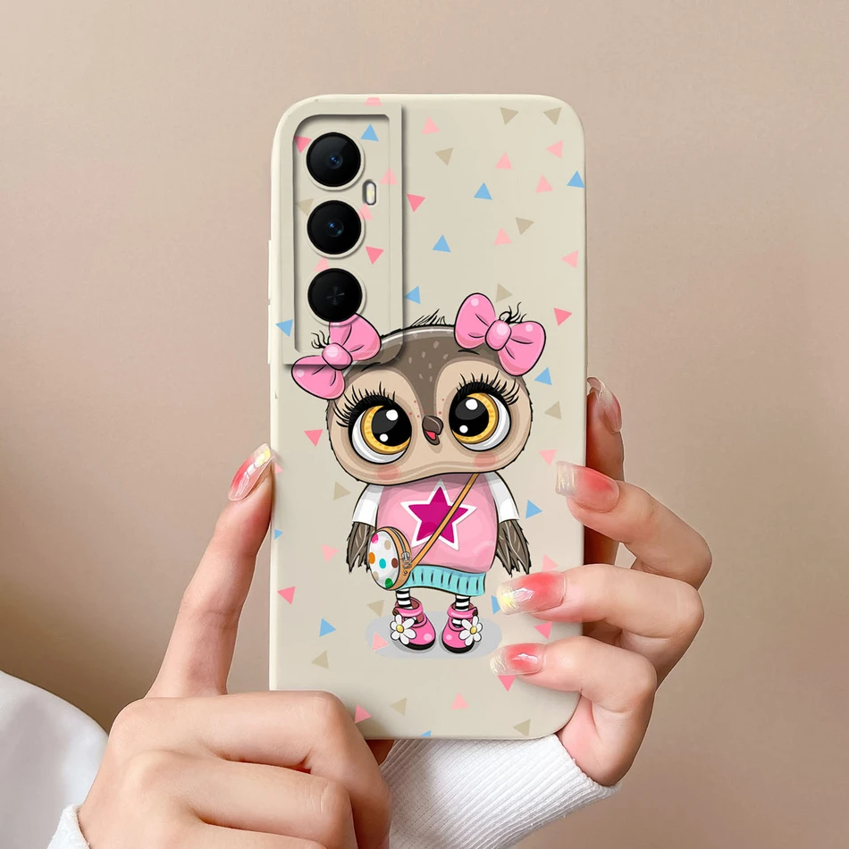 For Realme C65 4G Phone Case Butterfly Cat Ultra Thin Liquid Silicone Camera Protection Back Cover For Realme C 65 Funda Carcasa