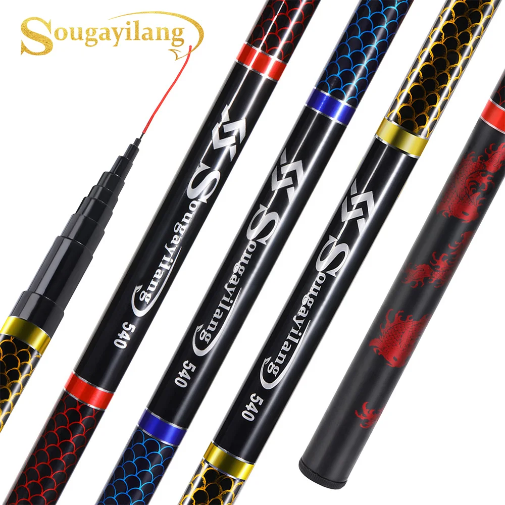 Sougayilang Carp Fishing Rod Hard Carbon Fiber Portable Ultra Light Telescopic Pole Max Drag 5Kg Fishing Tools