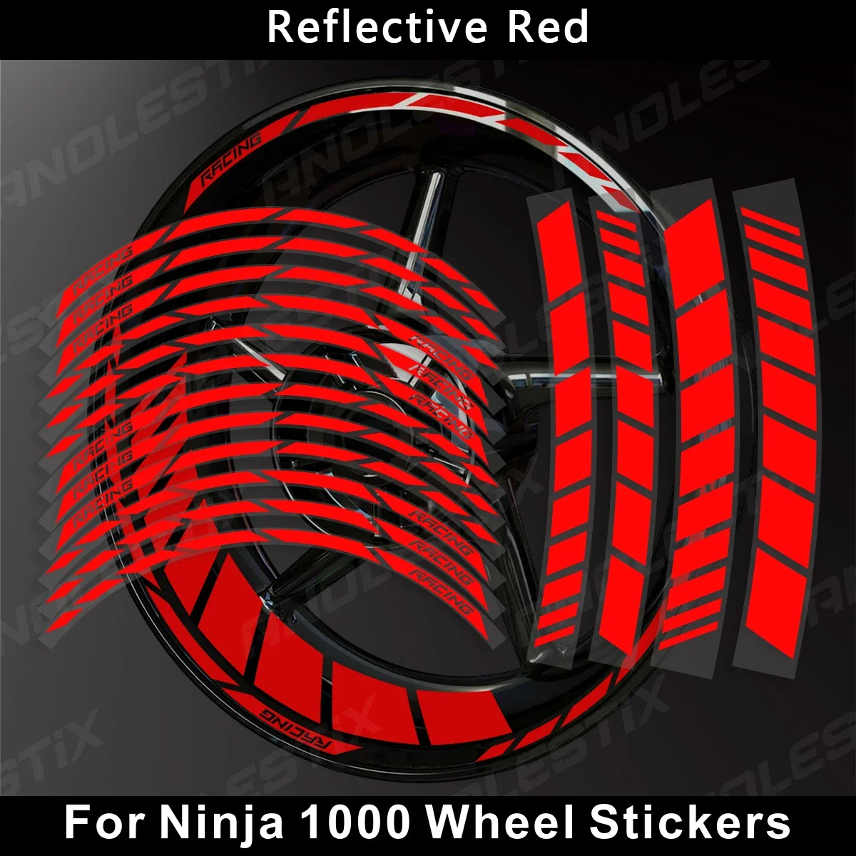 AnoleStix Reflective Motorcycle Wheel Sticker Hub Decal Rim Stripe Tape For Kawasaki Ninja 1000