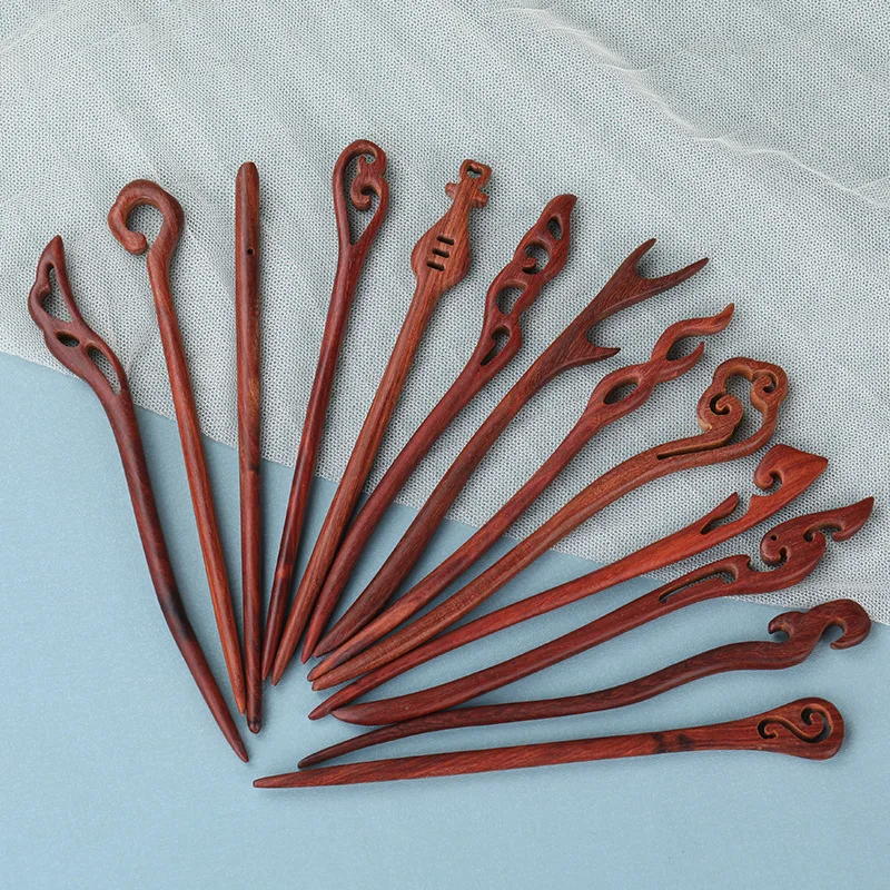 

Red Sandalwood Ancient Style Hairpin, Simple Modern Hairpin, Hanfu Hair Accessories, Daily Qipao Hair Accessories, Coiled Hair