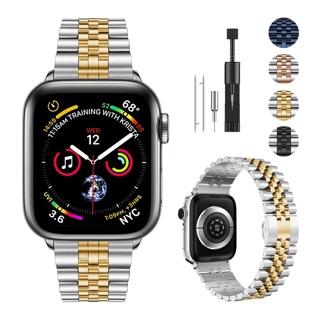 حزام معدني لسلسلة ساعات أبل الترا 9 8 7 6 5 4 SE سوار من الفولاذ المقاوم للصدأ iWatch Band 49mm 45mm 41mm 44mm 42mm 40mm Band