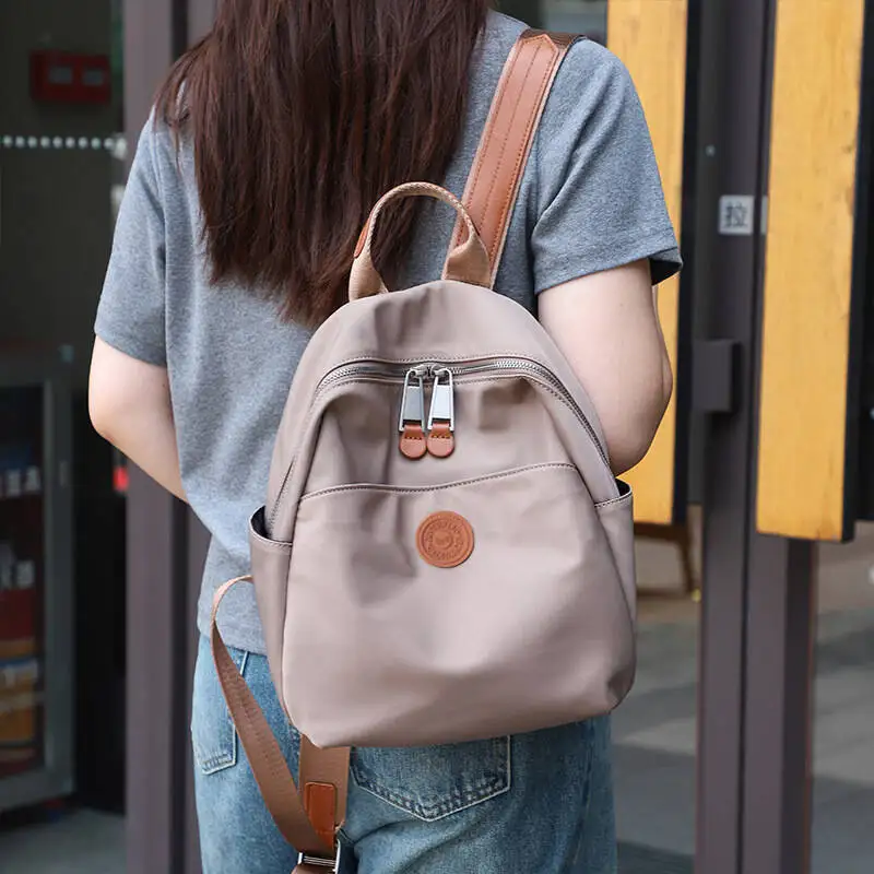 Small Backpack Bags For Women Daily Casual Bags Easily Carry-on Super Lightweight Book-bags Solid Color Scratch Resistant Oxford
