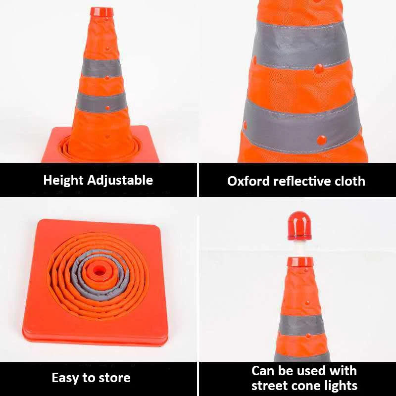 18/28inch Collapsible Reflective Traffic Safety Orange Cones Car Multipurpose Warning Cone for Accident Parking Driving Practice