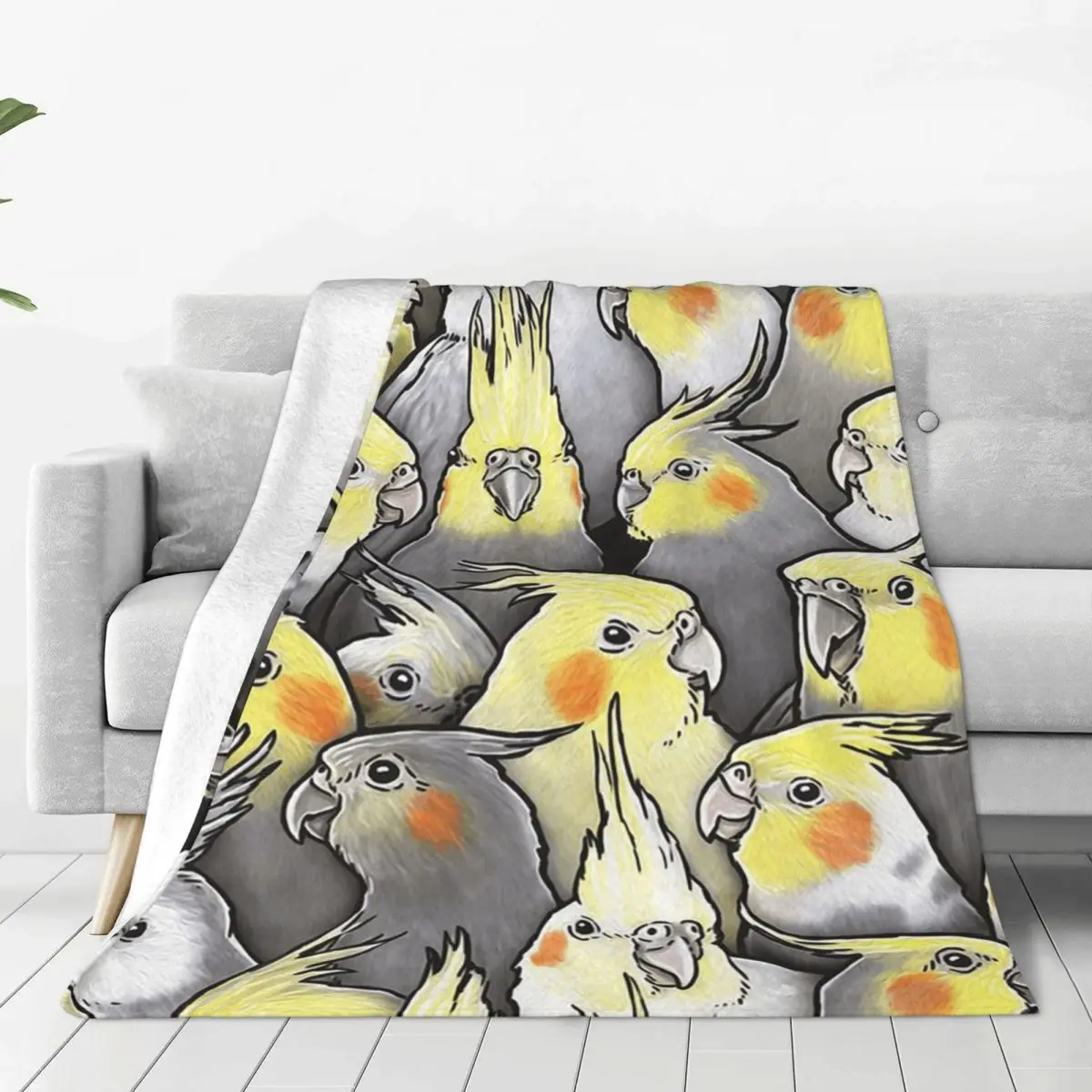 Cockatoo Cockatiel Parrot Galore Blanket Soft Warm Flannel Throw Blanket Plush for Bed Living room Picnic Travel Home Sofa