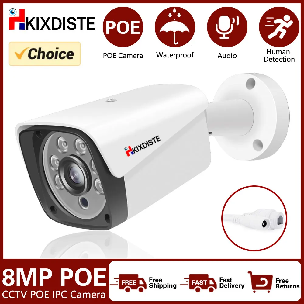 

POE 8MP 4K 5MP 4MP IP Camera POE Outdoor Waterproof H.265 Security Surveillance Bullet CCTV Camera Motion Detection Camera