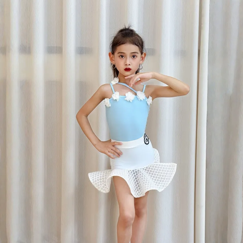Girls Latin Dance Dress Summer Elegant Practice Costume Kids Ballroom Performance Wear Rumba Samba Professional Dance Outfit - view 4