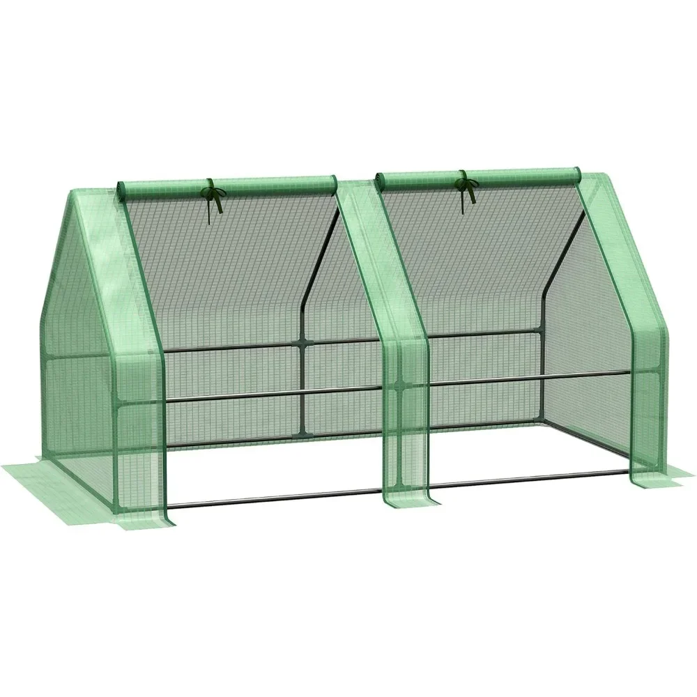 

Postmodern Nordic 6' X 3' X 3' Mini Greenhouse Portable Outdoor Garden With Water/UV PE Cover And Large Zipper Doors, Green