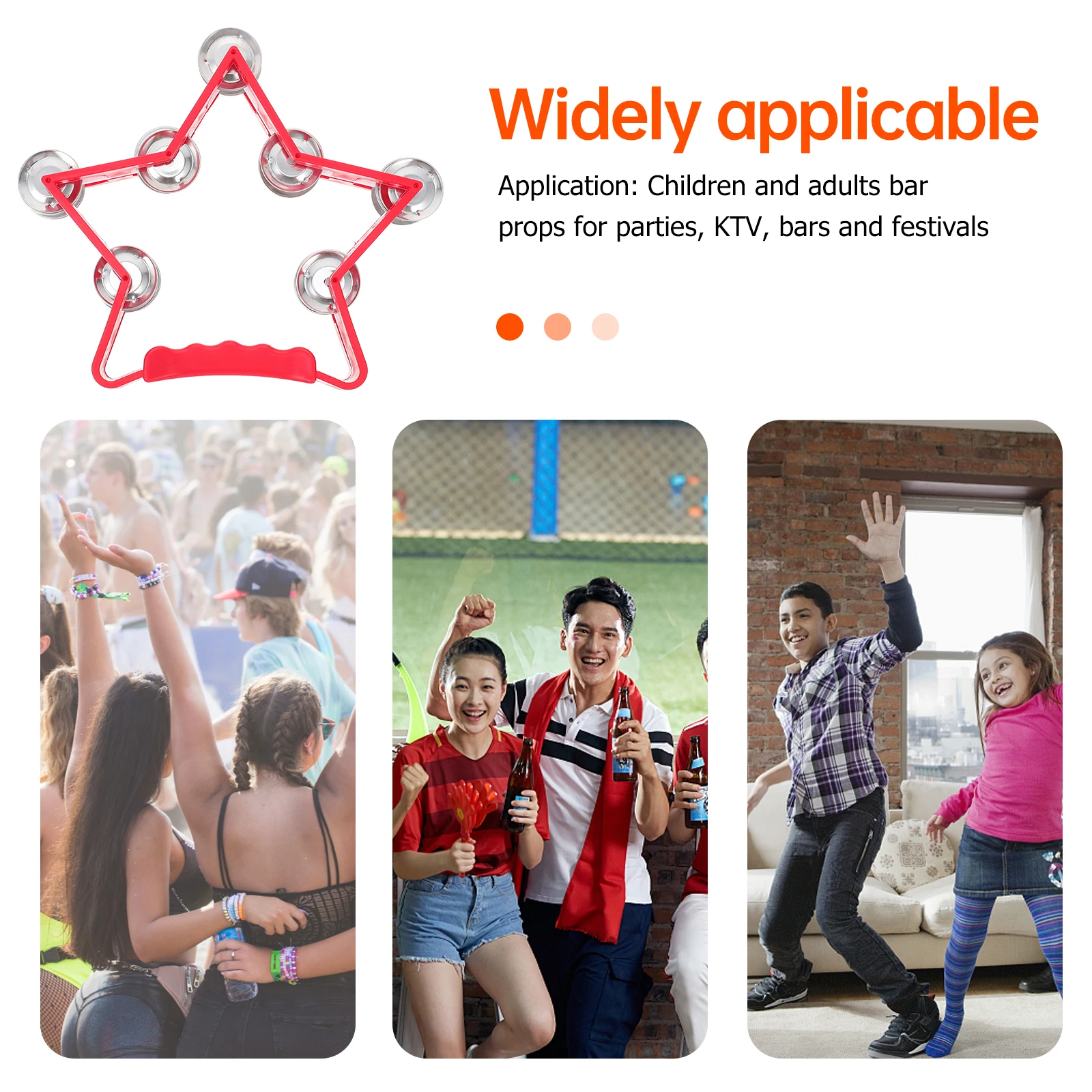 

Hand Bell Drum Single Row Musical Instruments Rhythm Tambourine Kids Music Toy Jingle Bell Handheld Handle Stainless Plastic