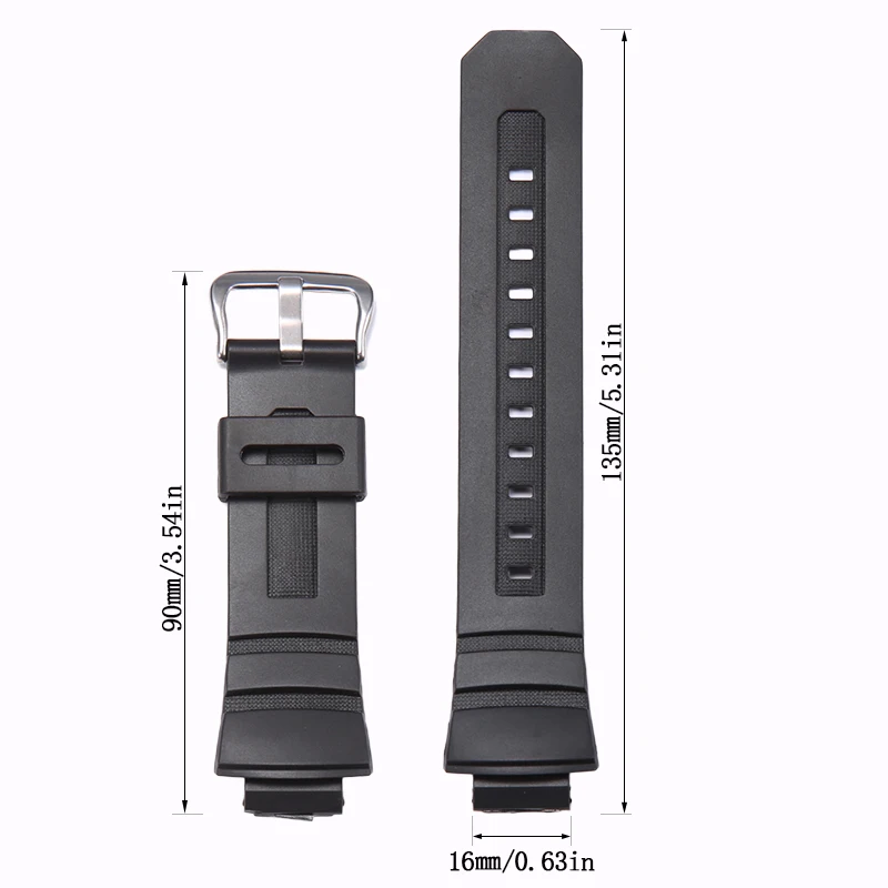 Resin Strap Suitable for Casio AW 591 AW-590 Men Rubber Strap Sports Waterproof 16mm Replacement Bracelet Band Watch Accessories