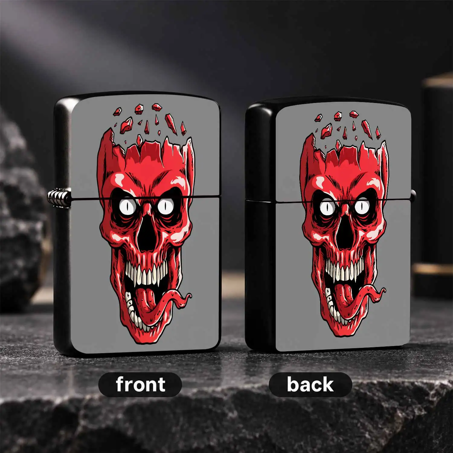 Creative Red Cracked Skull Lighter, Cool Grotesque Sticking Tongue Design Portable Igniter, Multi-Scenario Usable For Daily Candle Lighting, Outdoor Camping, Unique Fun Exquisite Present For Friends And Trend Lovers A Humorous And Interesti