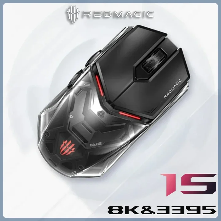 

Беспроводная мышь Redmagic 1S PAW3395, двухрежимная, 26000 точек на дюйм, 8K RGB для игровой мыши для киберспорта, легкая, 0,125 мс, с низкой задержкой