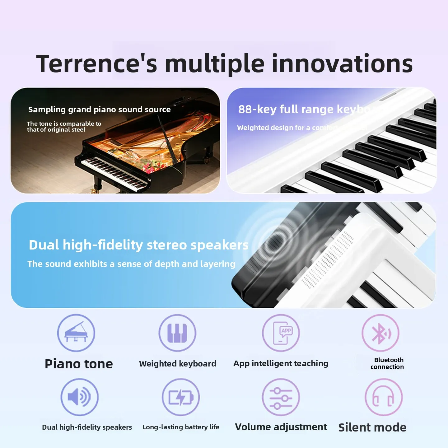 88 Key Foldable Electronic Keyboard V10 Portable Digital Piano with Sustain Pedal Bag Z Stand Black for Beginners 전자 피아노