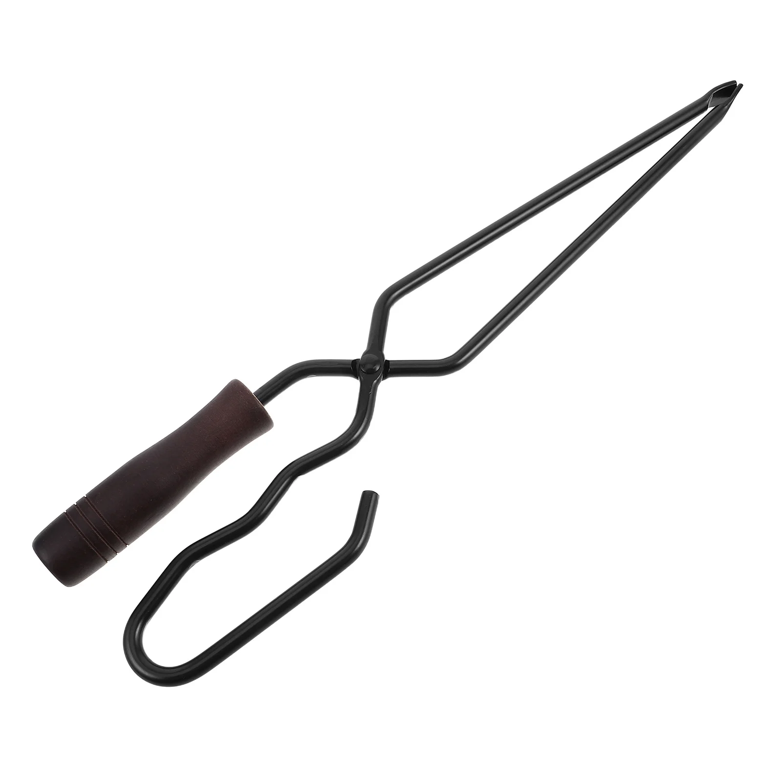 

1pc Bbq Duckbill Design Wooden Handle Iron Material For Camping Outdoor Grilling Kitchen Use Flipping Roast Cutting Tongs