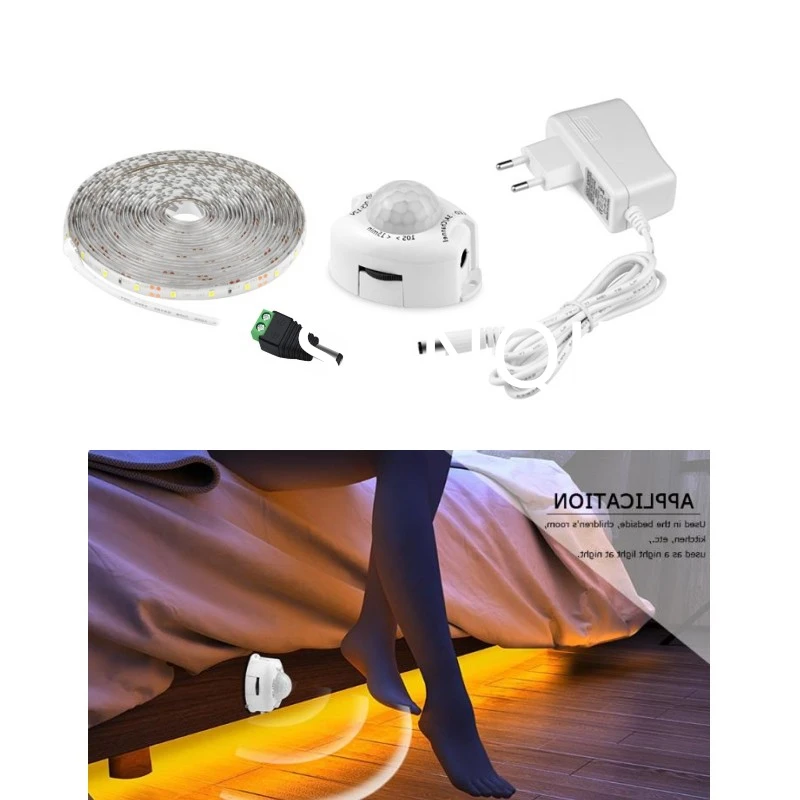 

Беспроводная Светодиодная лента с пассивным инфракрасным датчиком движения, 120, яркая, 2835 теплый белый свет