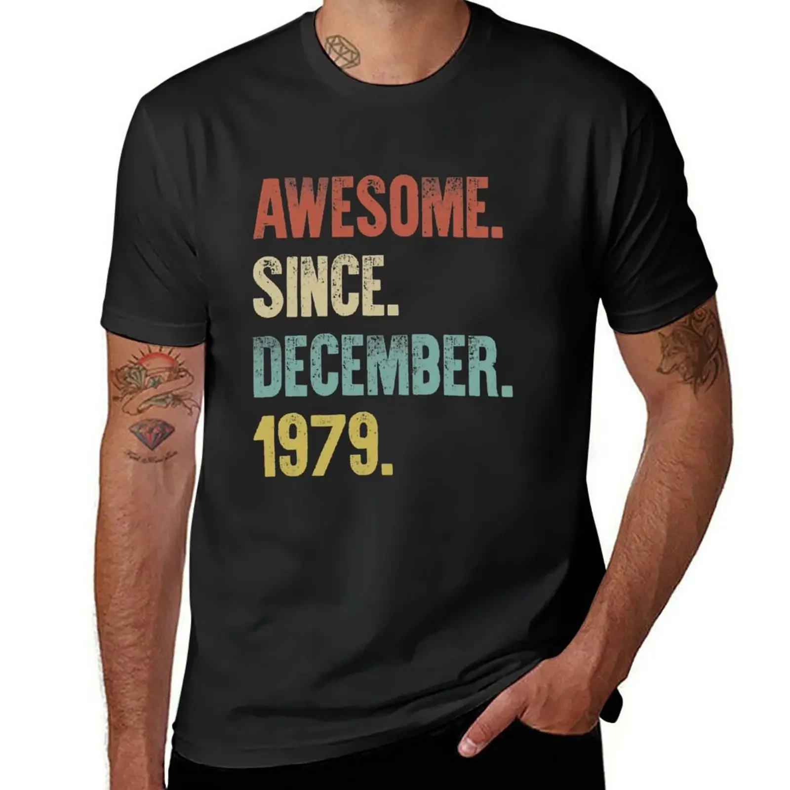 Retro Vintage 40th Birthday Awesome Since December 1979 T-Shirt sweat aesthetic clothes baggy shirts plus sizes Men's t-shirt