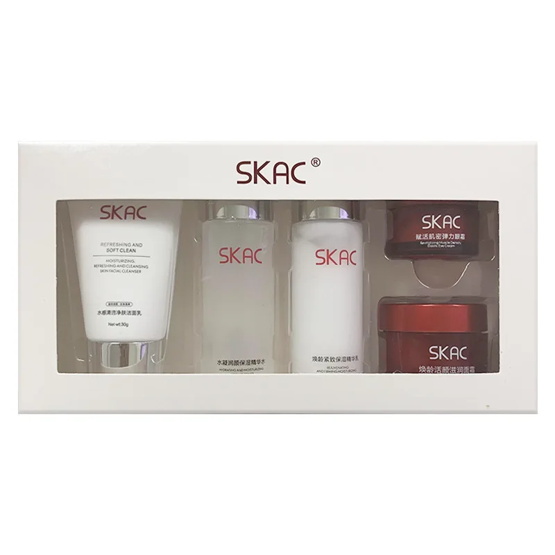 SKAC-Ensemble de soins de la peau, contrôle du sébum, nettoyant pour le visage, sérum nourrissant, crème pour le visage, estompe les cernes, crème pour les yeux, produits de soins