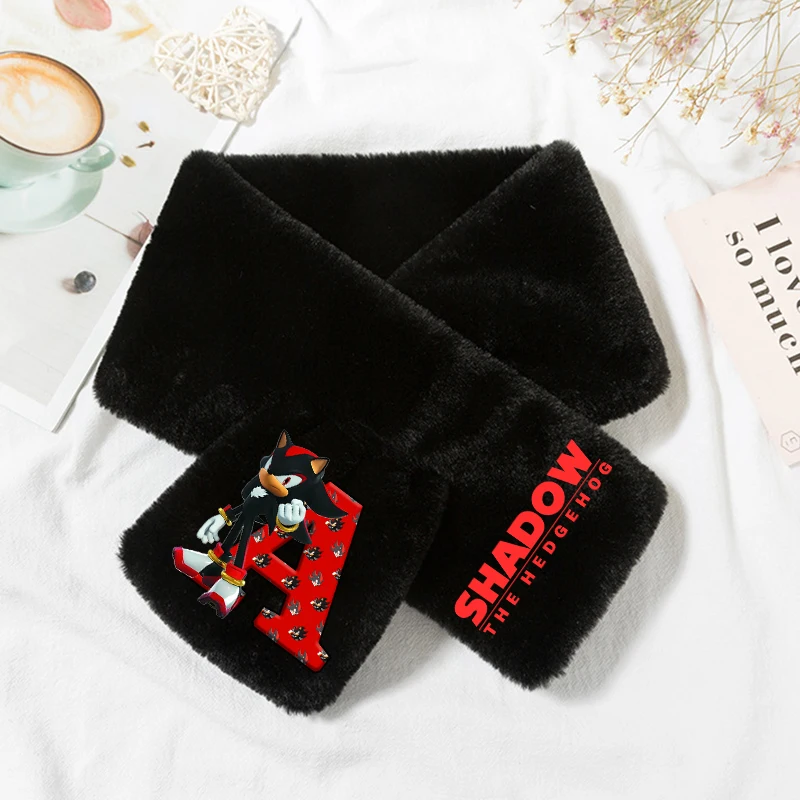 New Sonics Winter Scarves Anime Printed Soft Plush Neckerchief Fashion Warm Shawl Boys Girls Thickened Scarf Kids Birthday Gift