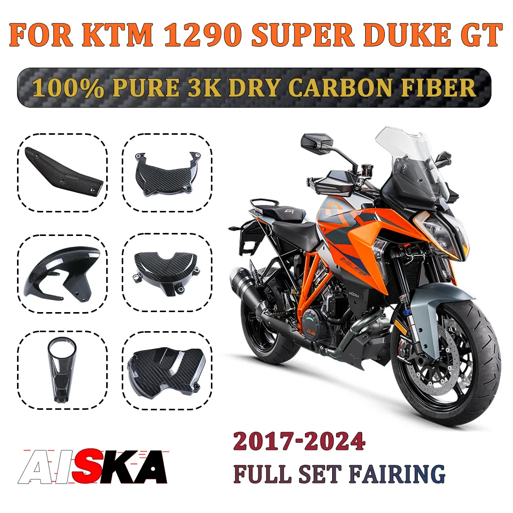 

For KTM 1290 Super Duke GT 2017 - 2024 100% Carbon Fibre Motorcycle Fender Exhaust Tank Engine Covers Panels Fairing Accessories