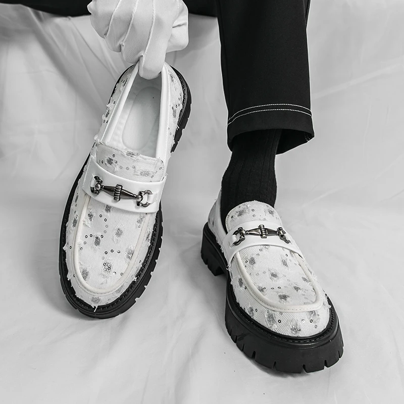 

Мужская обувь на толстой подошве, модная повседневная модельная обувь, мужские лоферы