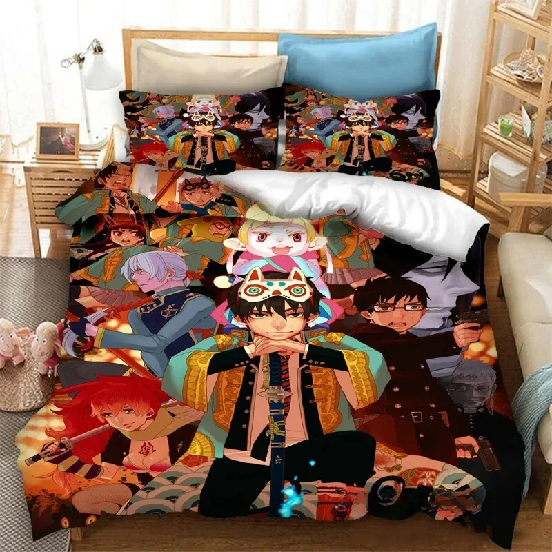 Fashion 3D Printing  Anime Blue Exorcist Bedding Set Duvet Covers Pillowcases One Piece Comforter Bedding Sets Bedclothes Bed