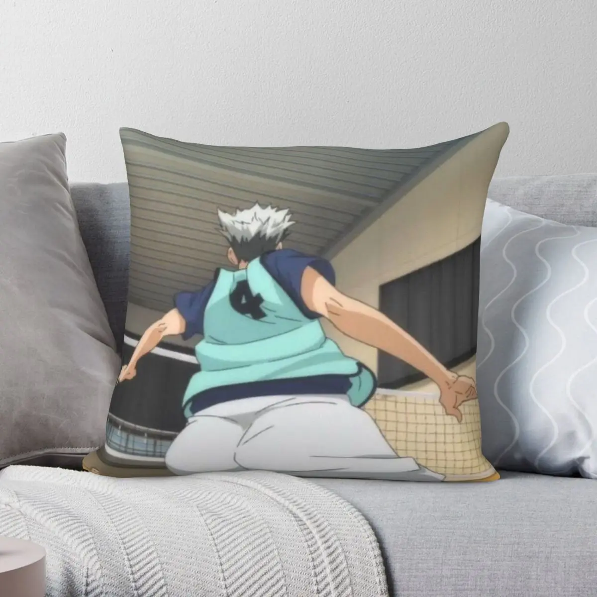 

Квадратная наволочка Bokuto Thicc из полиэстера и льна, бархатный узор, украшение на молнии, чехлы на подушки для дома 18 дюймов