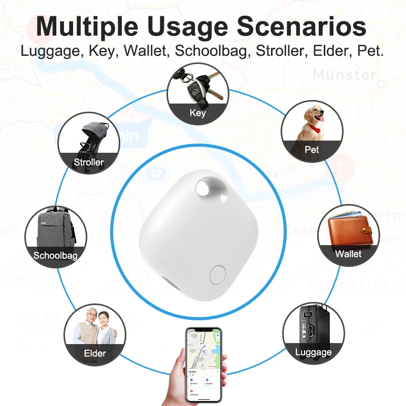 Rastreador GPS RSH, localizador inteligente, etiqueta inteligente para iOS Tybe-C, carga puede seguir coches, carteras, llaves, localizadores para niños