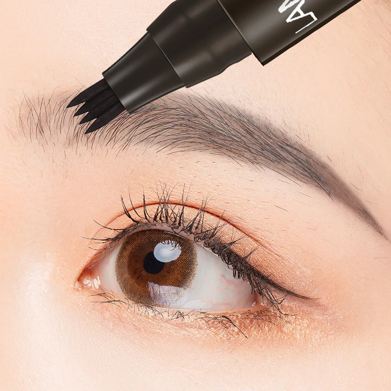 Crayon à sourcils liquide marron noir, 4 points, Microblading, rouge, imperméable, naturel, sauvage, tatouage, maquillage, cosmétique