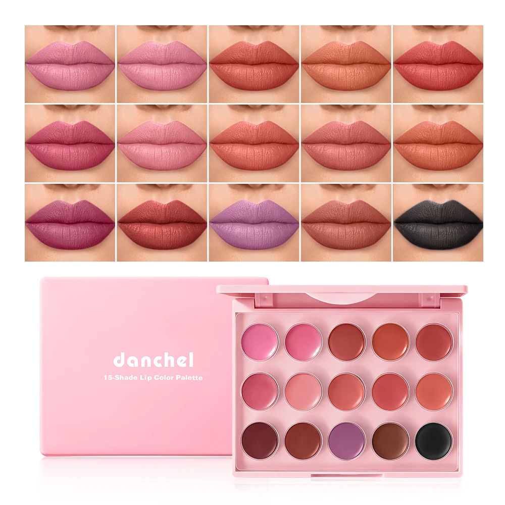 15 Colors Lipstick Palette Shimmer Lip Gloss Multi Use Lip Cheek Tint Waterproof Long Lasting Travel Friendly Women Gift Daily