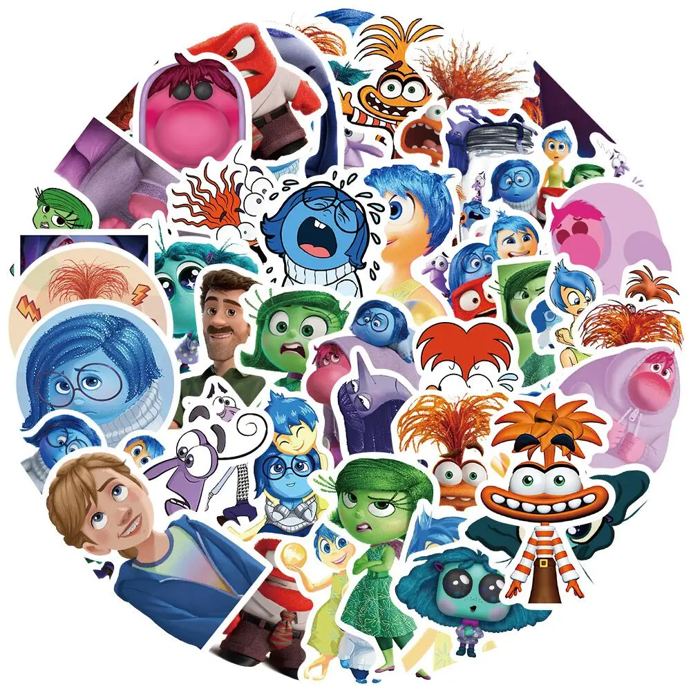 10/50PCS Disney Movie Inside Out Cartoon Stickers Cute Anime Decals Laptop Phone Fridge Guitar Decoration Sticker Kids Toys