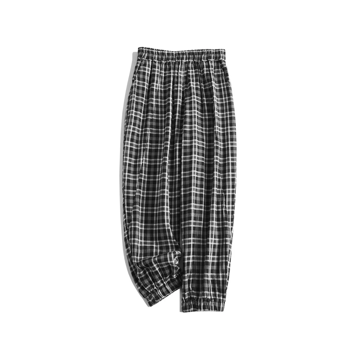 

Dave&di Double Layer Cotton Yarn Closure Pants, Loose And Breathable Plaid Casual Pants For Women Pants And Trousers