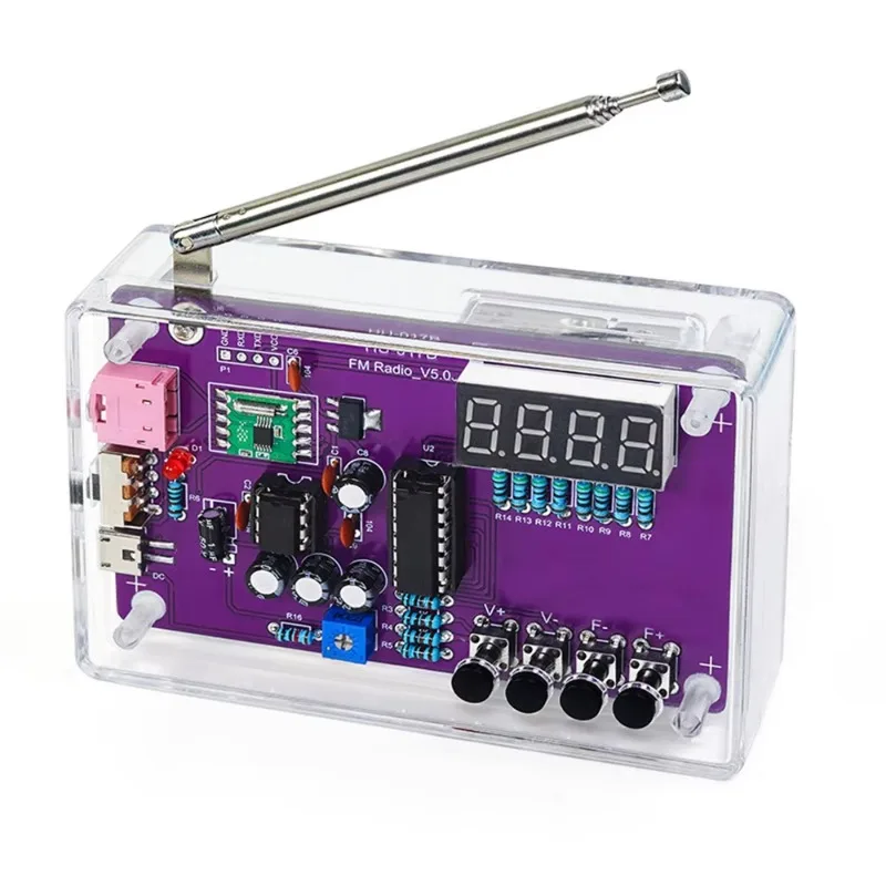 DIY FM Radio Kit RDA5807S 87-108MHz, Digital Display Adjustable Frequency Soldering Practice Electronic Project