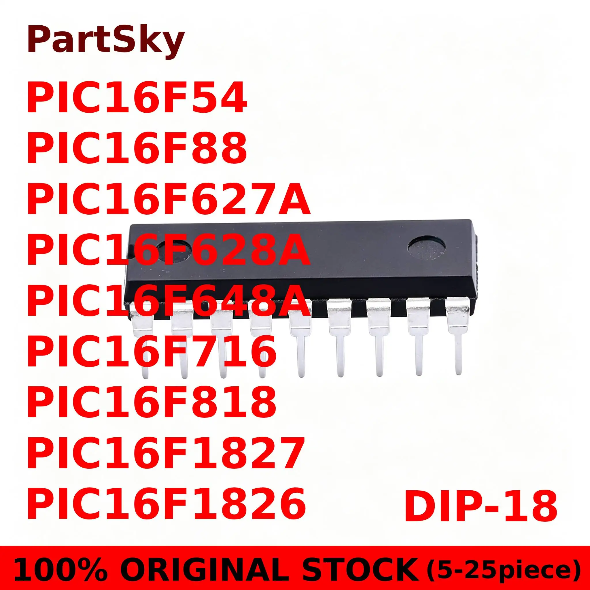 5Pcs PIC16F54 PIC16F88 PIC16F627A PIC16F628A PIC16F648A PIC16F716 PIC16F818 PIC16F1826 PIC16F1827 -I/P DIP-18 IC Chip In Stock