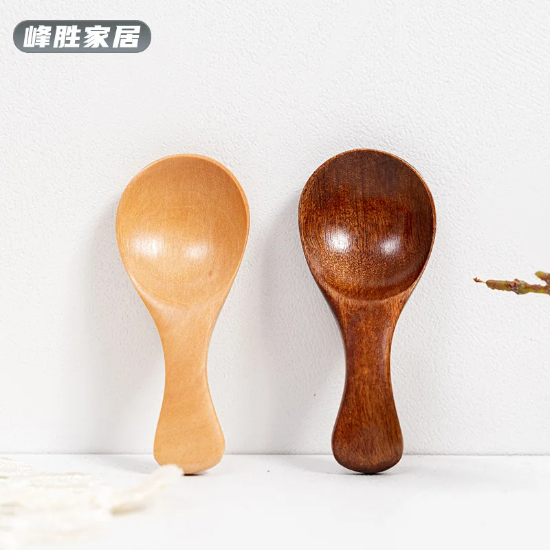 4/2/1pcs Mini Wooden Spoons Kitchen Spice Condiment Spoon Coffee Sugar Teaspoons Kids Short Handle Wood Scoops Home Tableware