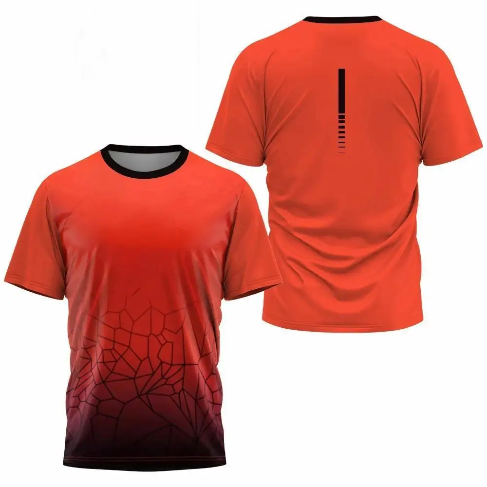 Extremely Simple Style Unisex Hot Explosive Gradient Color Sports 3D T-shirt Quick Drying Short Sleeved Running Top