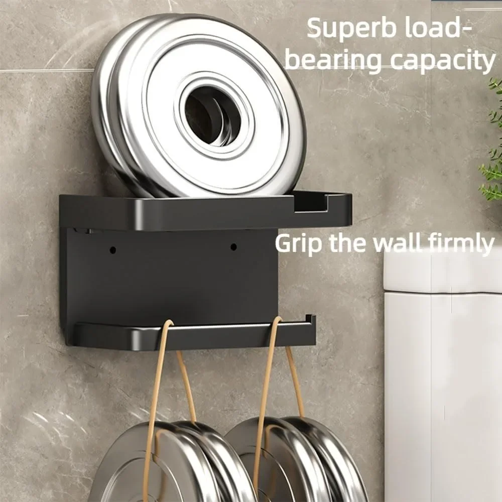 Black and White Gray Storage Rack Kitchen Towel Toilet Paper Rack Plastic Bathroom Wall Roll Paper Mobile Phone Storage Rack