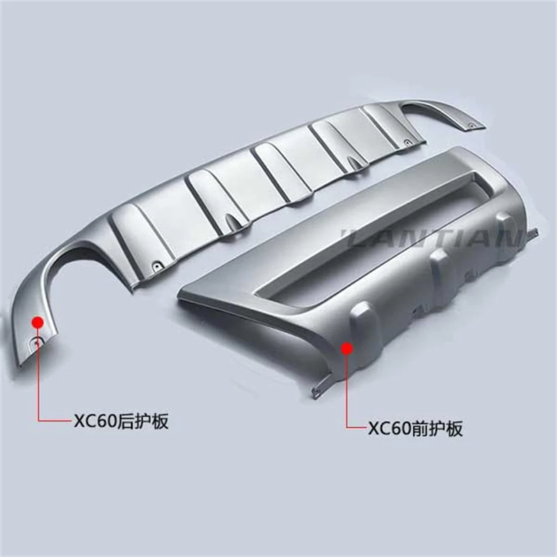 2pcs For Volvo XC60 2009 2010 2011 2012 2013 ABS and Stainless Steel Front and Rear bumper Skid protector Guard plate trim