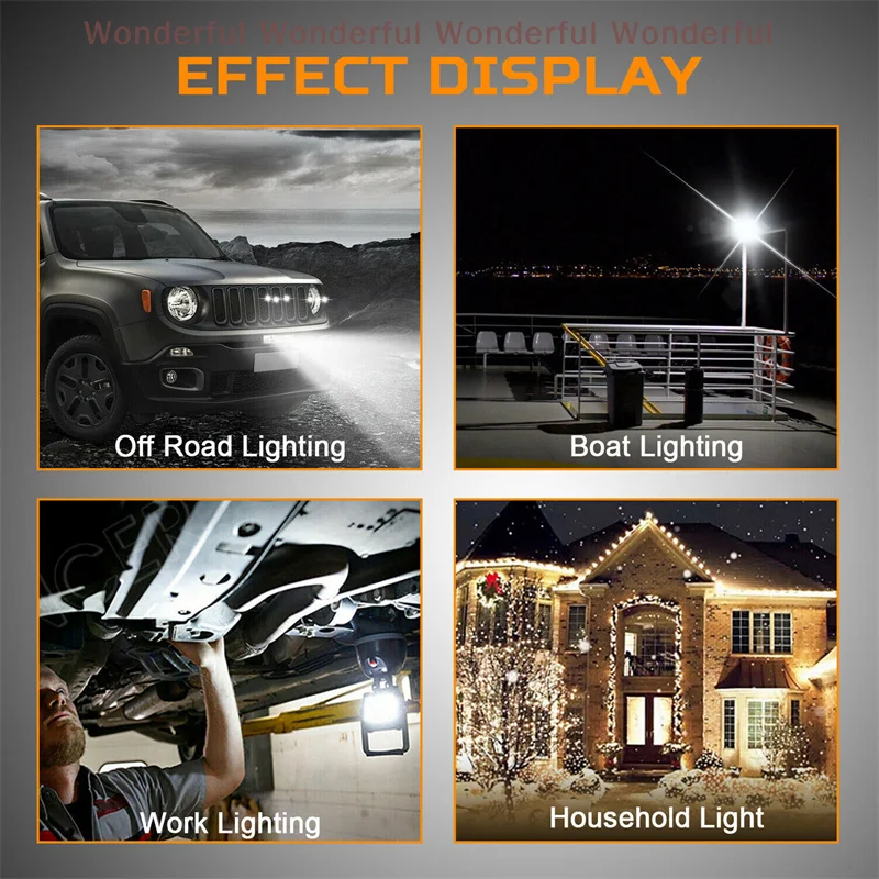 

LED Work Light Bar, Spot Flood Beams Combo for Car Tractor, Boat, OffRoad Truck Car Repairing Lights, 7 ", 800W, 2Pcs